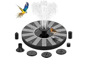 HAZENS Fontaine solaire d'extérieur avec 6 effets - Pompe à eau solaire pour étang de jardin ou fontaine - Bain d'oiseaux - Réservoir à poissons