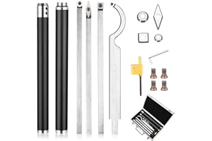 TTLIFE Carbide Tipped Wood Turning Lathe Tools Set, with Carbide Cutters, Removable Alloy Handle and Aluminum Carry Case for Craft DIY Hobbyists (Black)