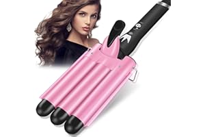 ‎CREBEAU 3 Fässer welleneisen, 25mm Lockenstab 3 stäben mit einstellbarer Temperatur, Welleisen Schnelle Heizung Große Welle für Lange/kurze Haare, Haar Styling Werkzeug