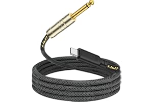 J&D USB C auf 6,35 mm 1/4 Zoll TS Gitarren-Audio-Kabel, Audioaufzeichnung, Bass, E-Piano Mikrofonkabel, Kompatibel mit iPhone 15/16 Serie, 3 M