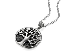 JewelryWe Livets träd halsband rostfritt stål Yggdrasil hänge talisman halsband