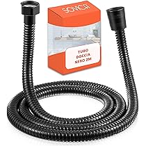 Tubo Doccia Flessibile Nero 2m Acciaio Inox - Anti-Torsione, Connettori Ottone, Universale - Foto 7