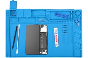 MMOBIEL Tappetino per Saldatura e Riparazioni in Silicone - 45 x 30 cm – Lavoro Resistente al Calore Fino a 500°C - Tappetino Saldatura e Riparazioni di Elettronica Antistatico – Blu