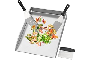 WELL GRILL Plancha Plaque de cuisson en acier inoxydable 44,5 cm avec spatule pour barbecue Weber Spirit 200 & 300 Series, Brooklyn Next, San Diego Next
