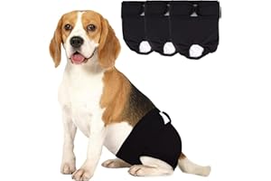 YUNDONGBA 3Stück Wiederverwendbare Hundewindeln für Hündinnen Waschbare Läufigkeitshose für Hunde bei Inkontinenz Läufigkeit Hygienisch Saugstark Weibchen Höschen Dog Diapers (Schwarz, M(41-50cm))