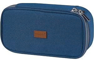 ‎YOMMIE Yommie Federmäppchen Oxford Federtasche Groß Single Etui Schule Federmappe Schlampermäppchen Mäppchen Jungen Federpenal Schulmäppchen Mädchen Federschachtel Organizer Für Teenager Navy