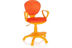 ‎HJH OFFICE hjh OFFICE 671008 Children's Swivel Chair Kid Colour Fabric Orange Desk Chair Children Footrest and Seat Height Adjustable