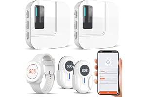 DAYTEE DAYTECH Przycisk alarmowy dla seniorów na telefon komórkowy, WiFi, Tuya Smart Seniorów, alarm alarmowy, dla starszych pacjentów, niepełnosprawnych, dzieci SOS (2 czarne odbiorniki + 1 bransoletka + 2