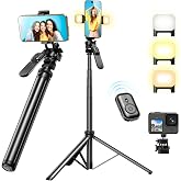 MAPLEPARTY 80" All-in-1 360° Rotating Portable Travel Stand for iPhone & Android with Remote, 2 Lights