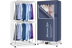 PANTHEM 1500W Electric Clothes Dryer, 150x75x50 cm Foldable Heated Clothes Airer with 2-Tier Stainless Steel Racks, 20kg Load Capacity, 240 Minutes Timer, Auto Power-Off, Quick Warm Air Drying Indoor