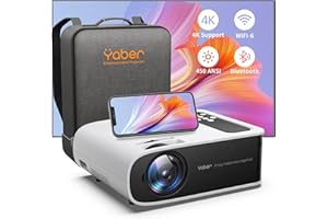 YABER Proiettore Full HD 13000 Lumen WiFi 6 Bluetooth, Proiettore 1080P Nativo Supporta 4K Correzione Trapezoidale 4P/4D Videoproiettore, Proiettori per HDMI/USB/iOS/Android/TV Stick/PS5 Zaino Incluso