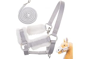 Hoofly Hobby Horse Zubehör – Halfter in Grau, mit Strick & Karabinerhaken [TÜV geprüft] für Steckenpferde in DIN A3 Größe – Hochwertige Ausstattung im Set - Ideal für Spiel & Training