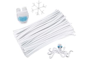 Caydo 100 Pezzi scovolini pipa Bianchi Craft Chenille Stems per Progetti Creativi e Decorazione dei Bambini (6 mm x 30 cm)