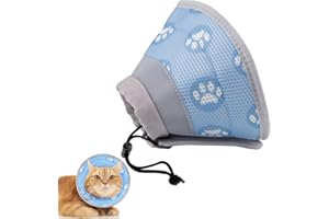 NewZC Cat Cone Collar Adjustable Kitty Recovery Collar After Surgery Soft Pet Neck Cone with Reflective Strip Small Dog Cat Buster Collars to Stop Scratching Biting Licking for Kittens Puppy-Blue M