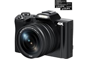 FAMBROW 4K Digital Camera,FHD 48MP 1080P Video Camera Camcorder WiFi Vlogging Camera with Wide Angle Lens 16X Digital Zoom 3.7 Inch IPS LCD Screen Compact Camera with 2 Batteries