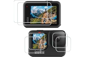 HUIPUXIANG Displayschutz Displayschutzfolie für GoPro Hero 12 11 10 9, Displayschutzfolie aus gehärtetem Glas + Linsenschutz aus gehärtetem Glas + HD-Front-Display-Objektivschutz [2 Sets]