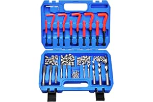 Zoomtools - Set di 131 attrezzi per la riparazione di filettature, metriche M5, M6, M8, M10, M12, con trapano HSS e inserti filettati