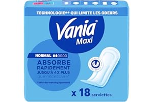 Vania Serviettes Hygiéniques, Maxi Confort, Normal, 18 Serviettes