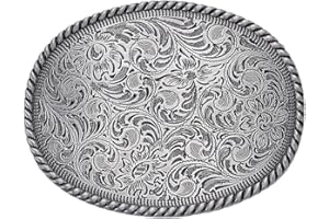 PH PandaHall Hebilla de cinturón floral, hebilla de cinturón de vaquero occidental, hebilla grabada, hebilla de cinturón ovalada para cinturón para hombres y mujeres, jeans, cinturón de cuero para