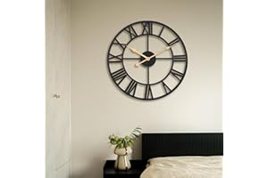 ACCSHINE Zegar ścienny, duży, bez tykania, cichy, 50 cm, cyfry rzymskie, kwarcowy, zasilany bateriami, zegar ścienny, łatwy do odczytania, do pokoju, domu, kuchni, sypialni, biura, szkoły