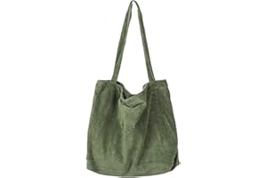 Etercycle Corduroy Tote Bag, Women Corduroy Shoulder Bag Big Capacity Casual Handbags for Women, Beautiful Shopping Tote Bag with Pocket (Army Green)