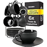 MIAMIO - cappuccino cups 175ml Le Papillon (Black) for kitchen | Le Papillon Cappuccino Cups with Saucers 175ml (Black) Moder