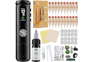 Dragonhawk A1 Pro Tattoo Kit Coreless Complete Pro Gun Pen Machine | 4.0mm Stroke Length, 2000mAh Battery, 20 Tattoo Cartridges Needles, For Beginners