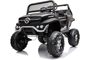 FINOOS Kinder elektroauto Mercedes Unimog 12V Elektroauto für Kinder, kinderauto, kinder elektroauto mit 2,4 Ghz Fernbedienung, 4x4 Allrad angetrieben, Batterie: 12V 10Ah, 1-5 Jahre (Schwarz)