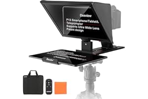 Desview P13 Aluminiumlegierung Teleprompter 13" für DSLR Kamera, Prompter mit Fernbedienung & App, Kompatibel mit iPad Tablet Smartphone iOS Android für Online-Unterricht, Livestreams & Vlogging
