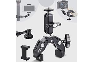AITTEEL Super morsetto di montaggio Desk Selfie Stick Treppiede Stand Gimbal Rod 360 Ballhead Magic Arm con 1/4 "3/8" porta adattatore di estensione per LED Light Monitor Canon Nikon DSLR DJI (CP-13)