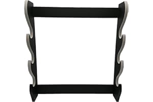 Glac Store® Soporte expositor de pie de 3 plazas con bordes de terciopelo gris claro de pared para Katana Ultimo Samurai Tipo Kill Bill de madera