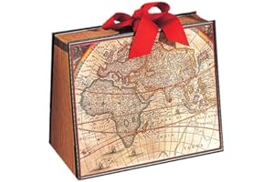 Caspari Entertaining 1-Count Accordion File with Labels, World Map Design