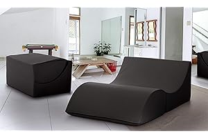 Talamo Italia Pouf Clever matrimoniale, 100% 100% Made in Italy, Pouf trasformabile in una chaise longue in ecopelle, cm 100x200h70, colore Nero
