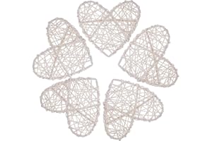 IMIKEYA 5pcs Vintage Wicker Hearts Wreath for Wall Hanging Decorative Heart Rattan Balls DIY Artificial Grapevine Heart Pendants for Wedding Birthday Party 16cm White