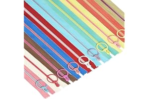 DTYGUIXE Cremalleras para Bolsos, 20 Cremalleras de Colores de 20 cm Cremalleras Decorativas para Manualidades con Anillo Metálico Cremalleras para Coser Neceseres Estuches Pantalones, 10 Colores