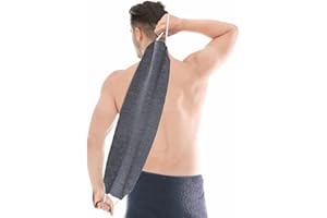 Migliore Wear Myjka do pleców pod prysznic, dwuwarstwowa/boczna myjka prysznicowa z uchwytami dla mężczyzn i kobiet, głęboko złuszczająca myjka do pleców, naturalny peeling do ciała, luffa