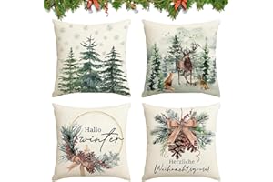 HIQE-FL 4 Piezas Funda de Cojines Navideño,50x50cm Fundas Navideñas,Sofá,Sala de Estar,Decoración de Dormitorio,Decoración Casa Interior