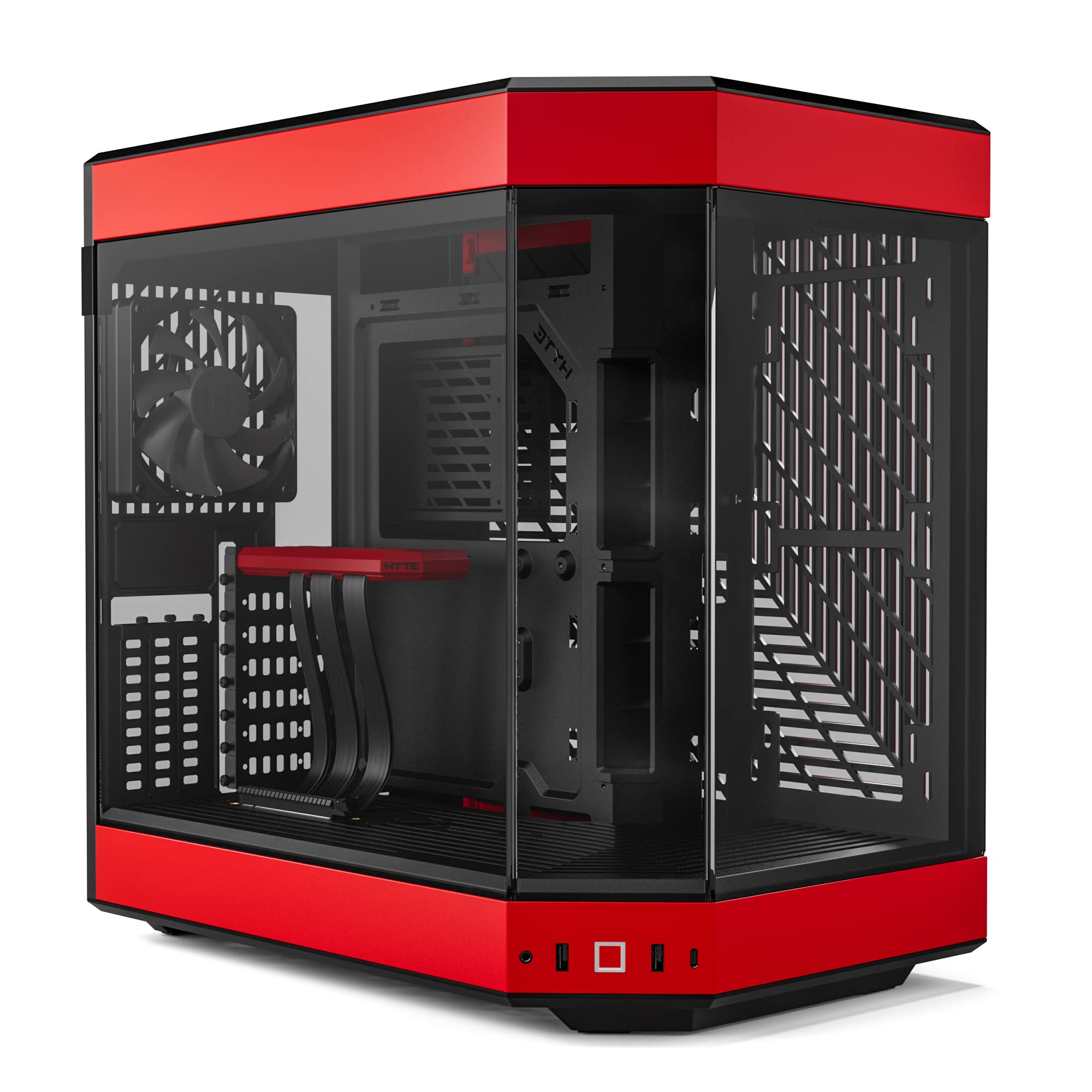 HYTE Y60 ATX Mid Tower Red / Black with Tempered Glass Side Panel and USB 3.2 Gen 2 Type-C, USB 3.2 Gen 1 Type-A