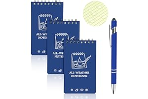 OT-NVWOZR 3PCS Waterproof Notebook, 3" x 5" All-Weather Pocket Notepad with Pen, Small Spiral Memo Pads Field Notes Pad, 50 Sheets Lined Pages for Outdoor Home Office School Recording (3, dark blue)