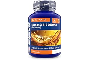 ZIPVIT Omega 3 6 & 9 Oil 2000mg, 120 Softgels. Source of Alpha-Linolenic Acid. Supports Maintenance of Normal Blood Cholesterol