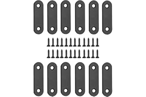 Dayalo 12 sztuk złączy drewnianych 46 x 16mm, łącznik płaski ze stali nierdzewnej, płyta perforowana z metalu, płyty łączące z śrubami, czarny tleń, do naprawy i mocowania drewna, meble