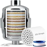 iSpring SF2S High Capacity Shower Filter for Hard Water, 33 Stages | Reduces Chlorine, Heavy Metals &amp; Odors, Universal Filter