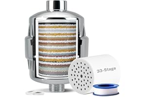 iSpring SF2S Filtro de Ducha de 33 Etapas, Filtro Universal de Alta Capacidad para Agua Dura, Elimina Cloro, Metales Pesados, Olores, Mejora la Piel, Suaviza el Cabello, Fortalece las Uñas