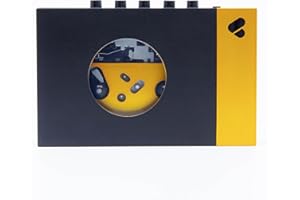 We are Rewind Portable Cassette Player - Cassette Tape Recorder w/Bluetooth Connection Speaker or Headphones, 3.5mm Audio Cable - (Amy, Black & Yellow)