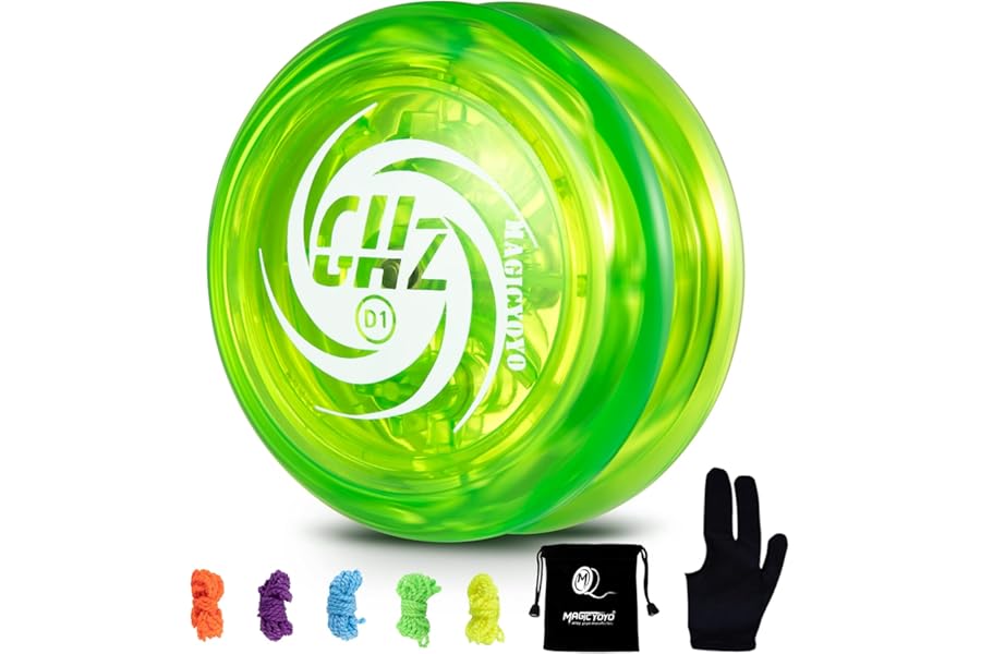 MAGICYOYO Looping Yoyo D1 GHZ, Responsive Yoyo for Kids Loop YoYo for Beginners + 5 Yo Yo Strings, Yo-yo Glove, Yo Yo Bag (Green)