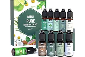 MISIJI Set di oli essenziali 10 profumi-Oli essenziali per diffusori per la casa, profumi di oli diffusori per aromaterapia, lavanderia, fabbricazione di candele e sapone, umidificatori 10ML/10 Pack