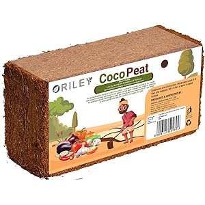 Oriley Cocopeat Block 100% Natural for Garden Plants 3Kg Organic Agricultural Compost Coco Peat for Indoor & Outdoor Fertilizer Kitchen Terrace Gardening Khaad