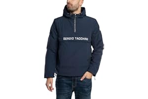 Sergio Tacchini Men's Into Pullover Jacket, Navy/White