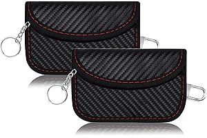 NEUSID Faraday Bag Keyless Go Etui Ochronne na Kluczyki Samochodowe z Włókna Węglowego, Ochrona Przed Promieniowaniem, RFID, Blokujące Radio, z Hakiem i Kółkiem