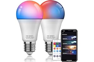 HAODENG Alexa Birne, E27 Smart LED Lampe, 10W 800LM WLAN Mehrfarbige Dimmbare Leuchtmittel, Kompatibel mit Alexa Echo, Google Assistant, kein Hub benötigt, Warmweiß/Kaltesweiß Licht (2)